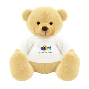 Teddybär mit T-Shirt als Kundenpräsent